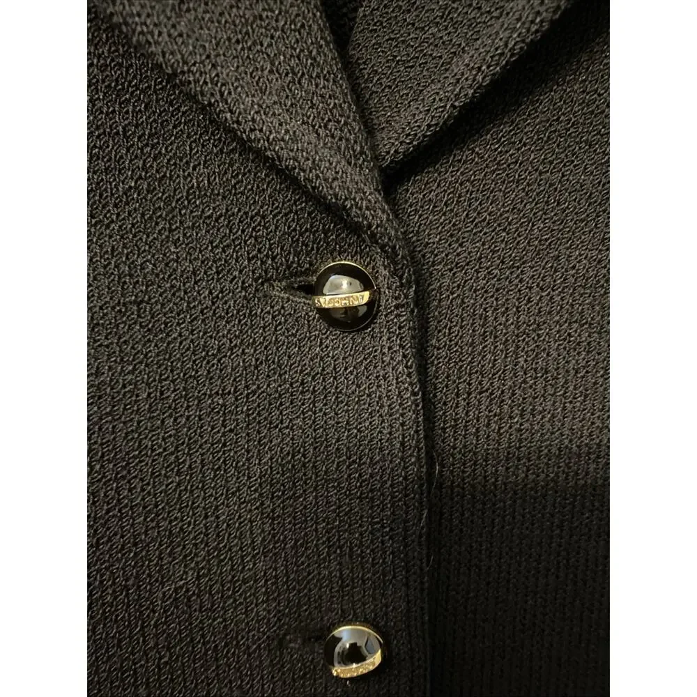 St. John Basics Santana Knit Black Blazer Size 14 - Picture 2 of 4